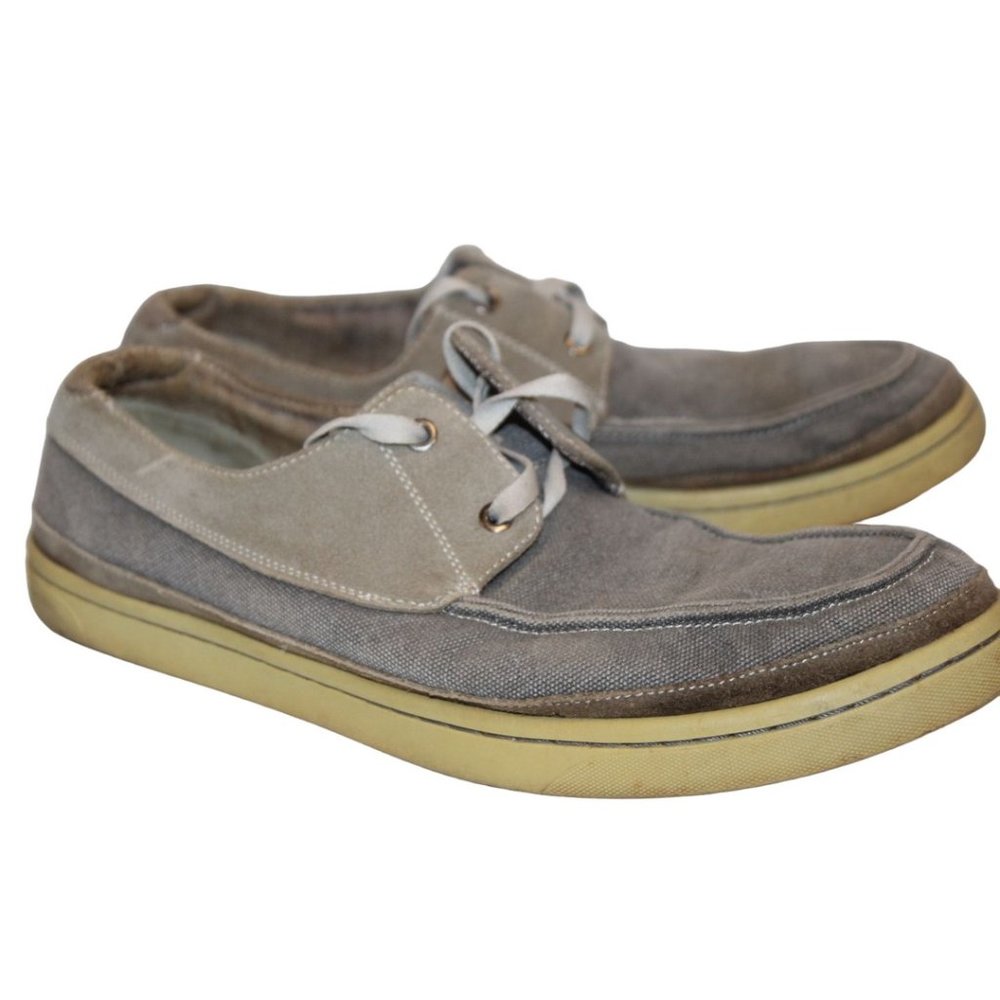 J&M J MURPHY Mens Canvas & Suede Boat/Deck Casual SNEAKERS SHOES Lace-Up Sz 12M